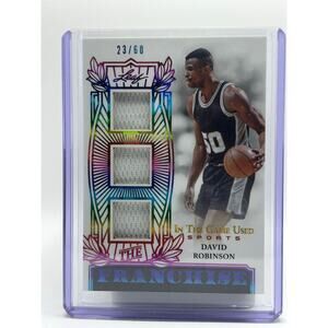 2024 Leaf in the Game Used David Robinson Triple Jersey Patch 23/60 Spurs Legend